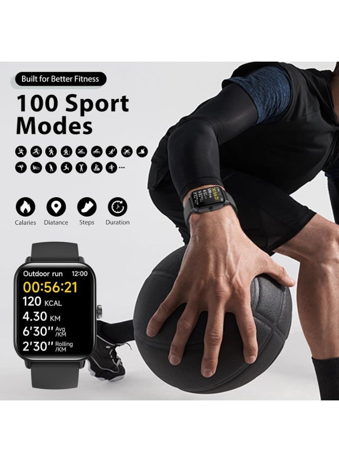 Furtey 1.8" Fitness Smart Watch with Intelligent voice - Answer/Make Calls, SpO2 & Sleep Monitor | 100+ Sport Modes, IP68 Waterproof Step Tracker for iOS Android - Image 4