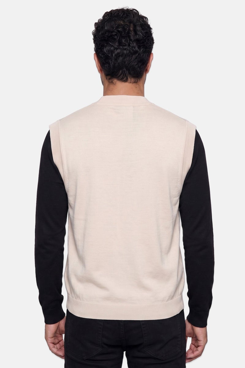 Selected Homme Men V-Neck Knitted Cardigan, Beige - Image 4