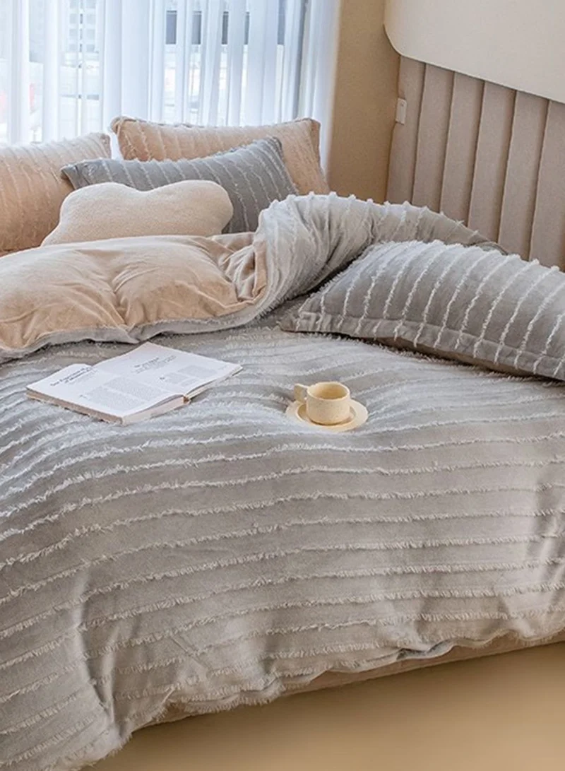 Noire Edit Grey Patterned King Bedding Set