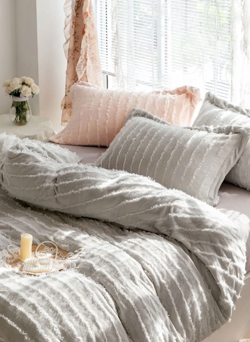 Noire Edit Grey Patterned King Bedding Set