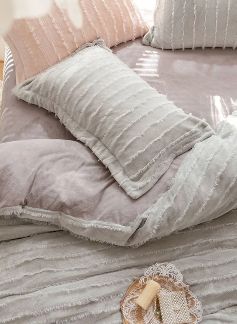 Noire Edit Grey Patterned King Bedding Set