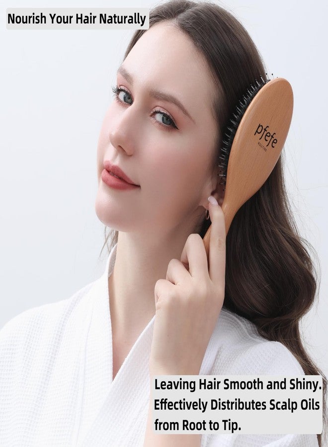 pfefe Boar Bristle Hair Brush - Natural Beechwood Detangling Brush for Men & Women, Soft Wooden Bristles Bursh with Travel Bag, Hairbrush for Long Short Thick Curly Wet Dry Hair - Image 4
