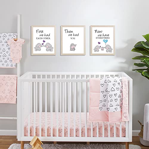 KAIRNE Watercolor Elephant Family Framed Canvas Wall Art ,First We Had Each Other Quote Art Print,Nursery Animal Love Words Picture Ready to Hang For Kids Room Decor - Image 5