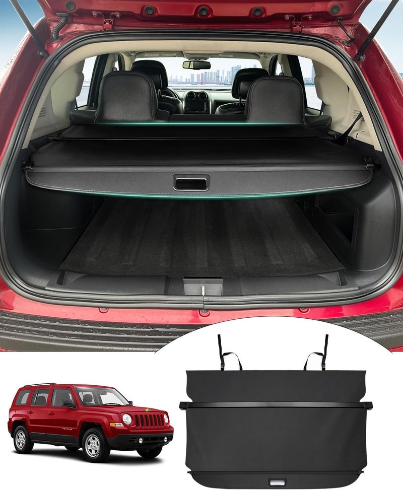 Powerty Retractable Cargo Cover for Jeep Compass Patriot (2007-2017) - Black - Image 1
