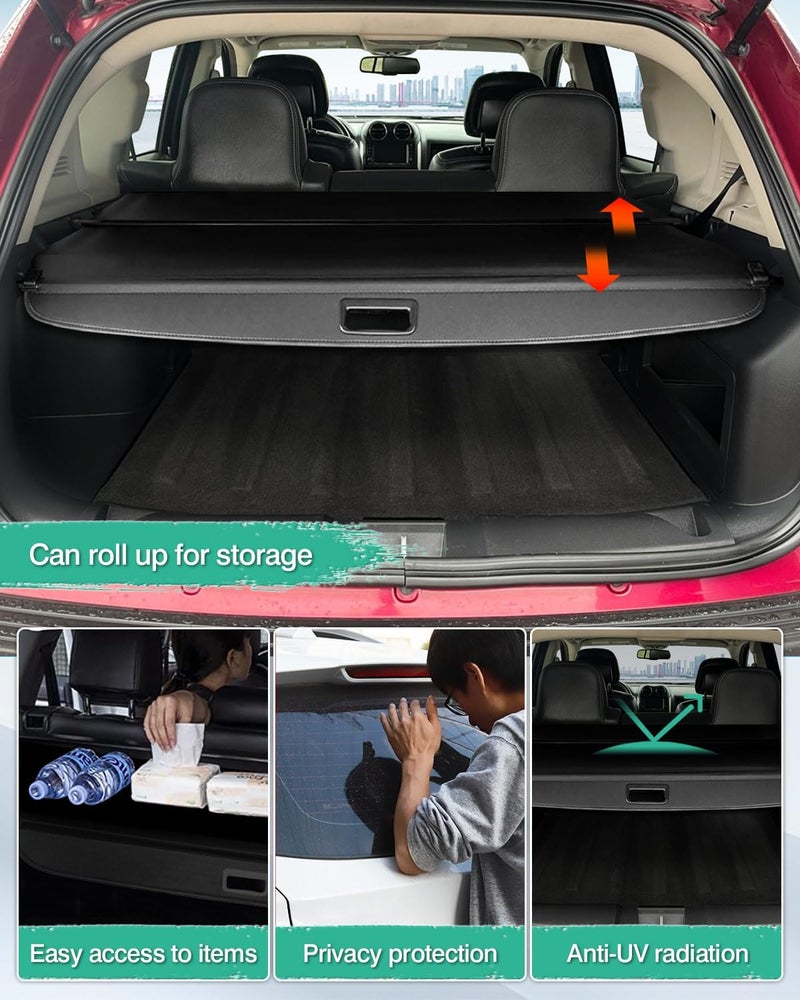 Powerty Retractable Cargo Cover for Jeep Compass Patriot (2007-2017) - Black - Image 4