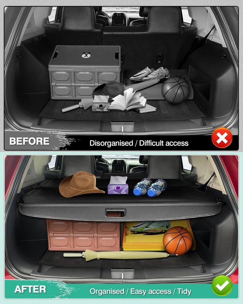 Powerty Retractable Cargo Cover for Jeep Compass Patriot (2007-2017) - Black - Image 5