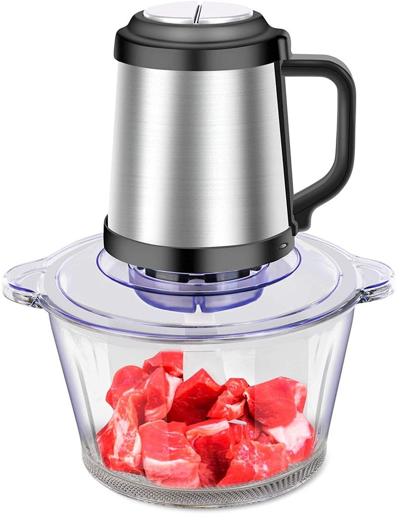 VBM Food Processor Chopper with 2L Stainless Steel Bowl 250W Electric MultiChopper with 3 Speed Levels Meat Grinder with Blades for Meat Onions Fruit Vegetables - Image 1