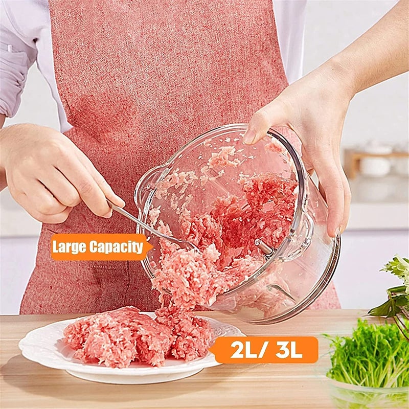 VBM Food Processor Chopper with 2L Stainless Steel Bowl 250W Electric MultiChopper with 3 Speed Levels Meat Grinder with Blades for Meat Onions Fruit Vegetables - Image 5