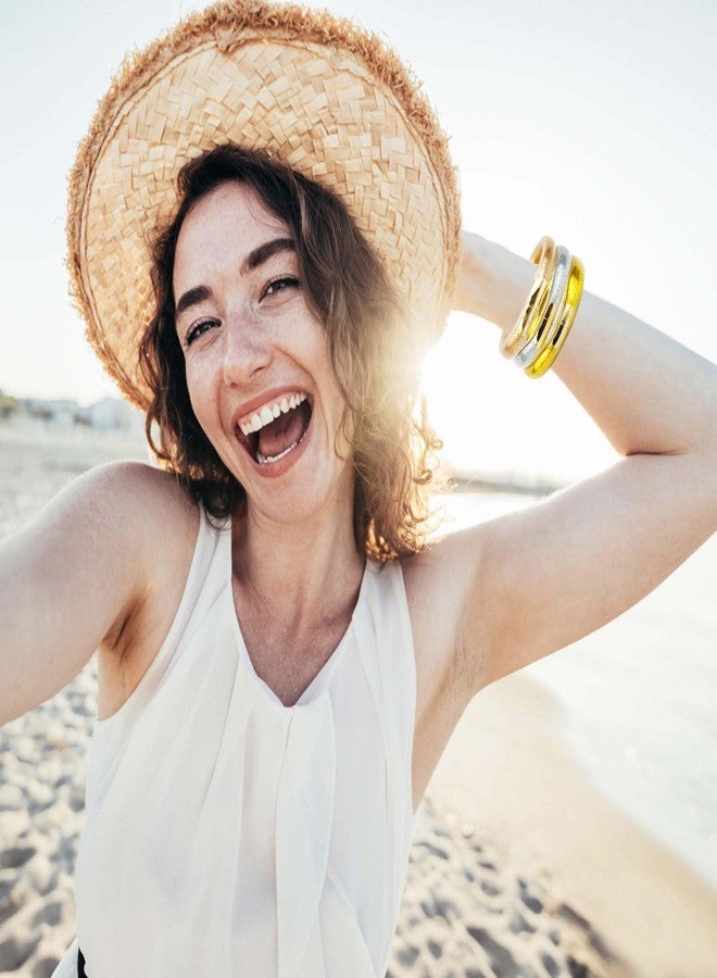 YBMYCM 3PCS Glitter Jelly Bangles Bracelets Set for Women Glitter Filled Jelly Silicone Bracelets - Image 2