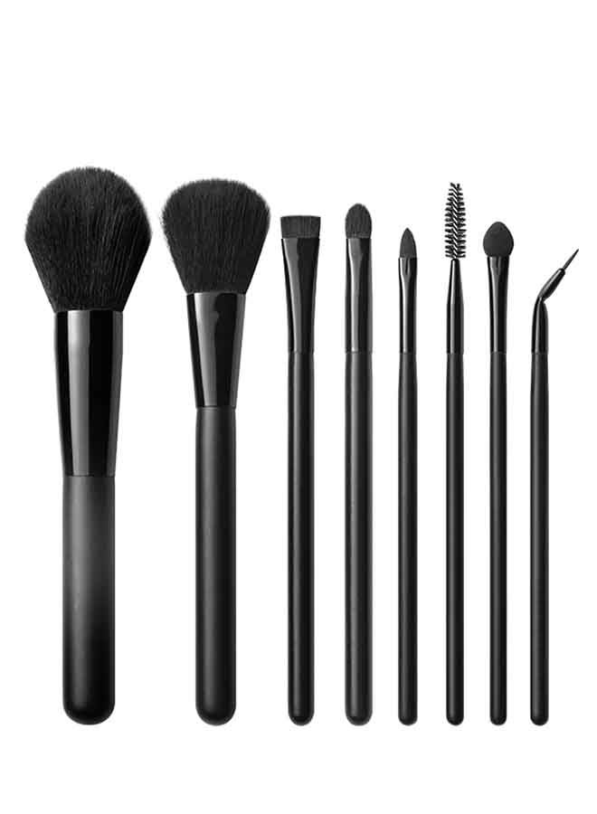 8-Piece Beginner Makeup Brush Set Black - Image 1