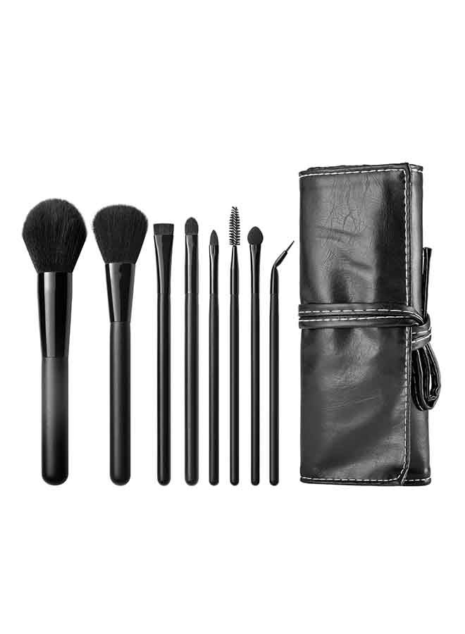 8-Piece Beginner Makeup Brush Set Black - Image 2