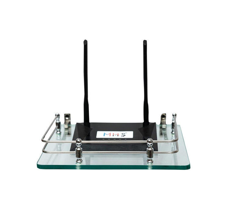 MHS Glass TV Set Top Box Router Stand | Multipurpose Wall Shelf for Kitchen, Room & Office | 8mm Glass with Heavy Duty Stainless Steel F Bracket, Screws & Wall Plug (A. Transparent, 10 X 9 INCH) - Image 1