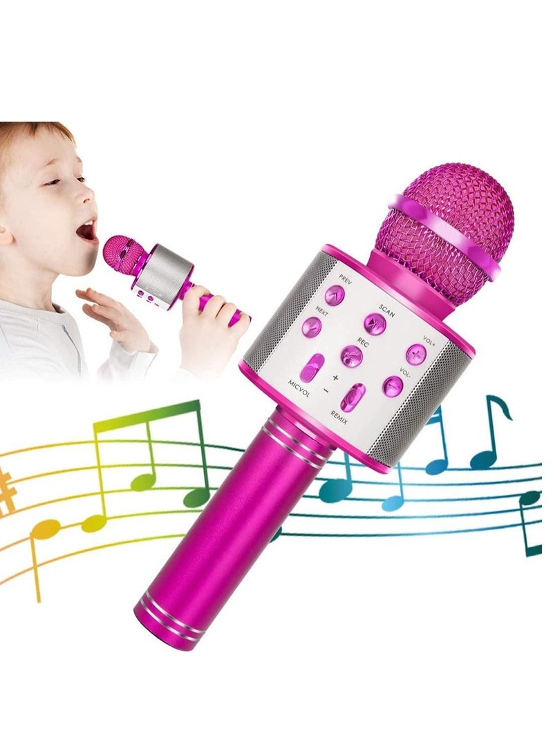 Wireless Bluetooth Karaoke Microphone for Kids, 5-in-1 Portable Handheld Karaoke Mic Speaker Player Recorder with Adjustable Remix FM Radio for Kids Girls Boys Teens Birthday - Image 1
