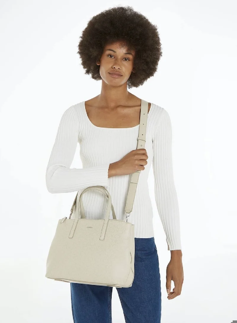 CALVIN KLEIN Women's Ck Must Tote Bag - Polyester, Beige