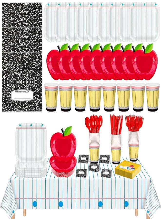 Gaiaring 152 Pcs Back to School Party Decoration Tableware Set Teacher First Day of School Party Apple Paper Plate 25 Set Disposable Tableware for Classroom, Teacher, School Decorations - Image 1