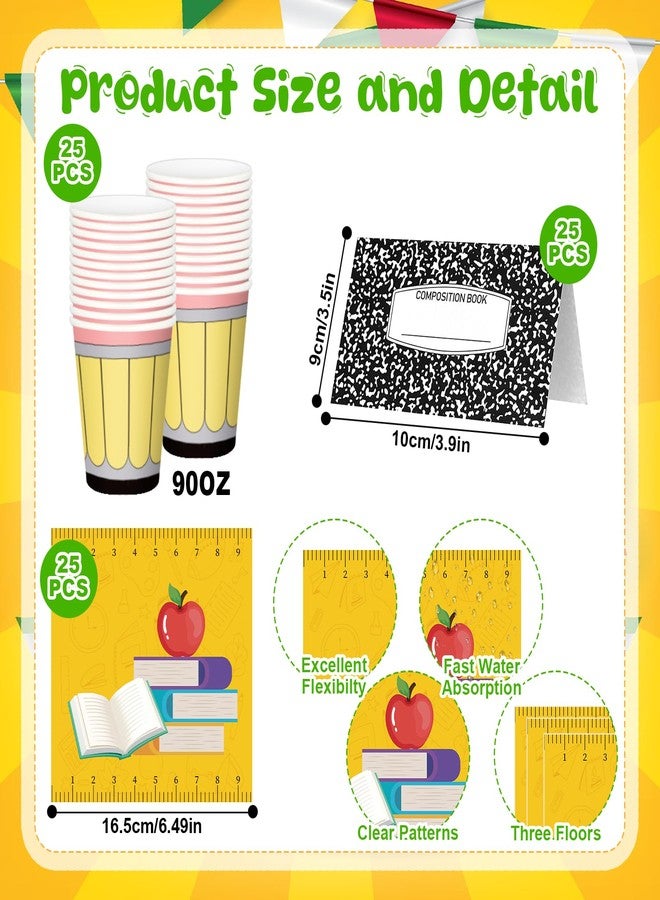 Gaiaring 152 Pcs Back to School Party Decoration Tableware Set Teacher First Day of School Party Apple Paper Plate 25 Set Disposable Tableware for Classroom, Teacher, School Decorations - Image 3