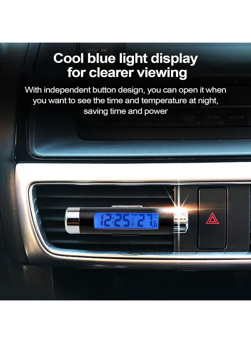 Car Clock,High Precision Automotive Watch - 2-in-1 Automotive Digital Display Temperature and Clock with Blue Backlight for Car Air Vent Outlet - Image 4