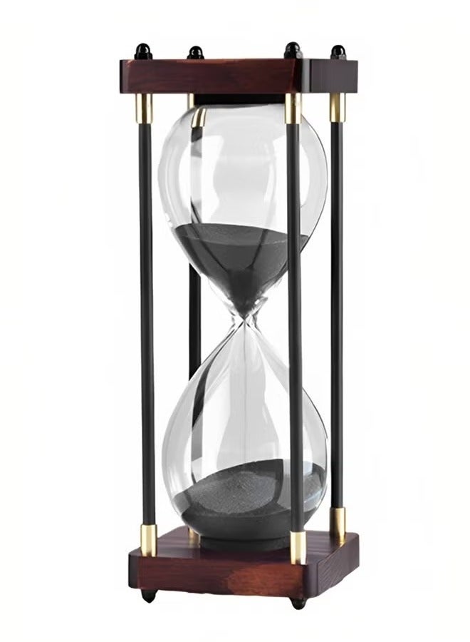 Large Color Hourglass Timer 30 Minute,Large Sand Timer,Vintage Wooden Decorative Hour Glass Timer,Modern Home Kitchen Office Decoration Hourglass Clock(Black) - Image 1