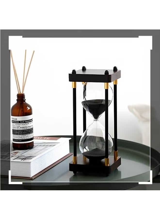 Large Color Hourglass Timer 30 Minute,Large Sand Timer,Vintage Wooden Decorative Hour Glass Timer,Modern Home Kitchen Office Decoration Hourglass Clock(Black) - Image 5