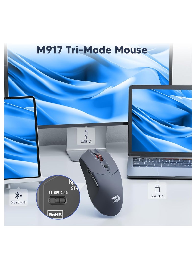 REDRAGON - M917 PRO RGB Wireless  Mouse, Ultra-Light 26K DPI Gaming Mouse Tri-Mode Bluetooth Mouse Ergonomic Natural Grip Build, Full Programmable Buttons, Software Supports DIY Keybinds - Image 1