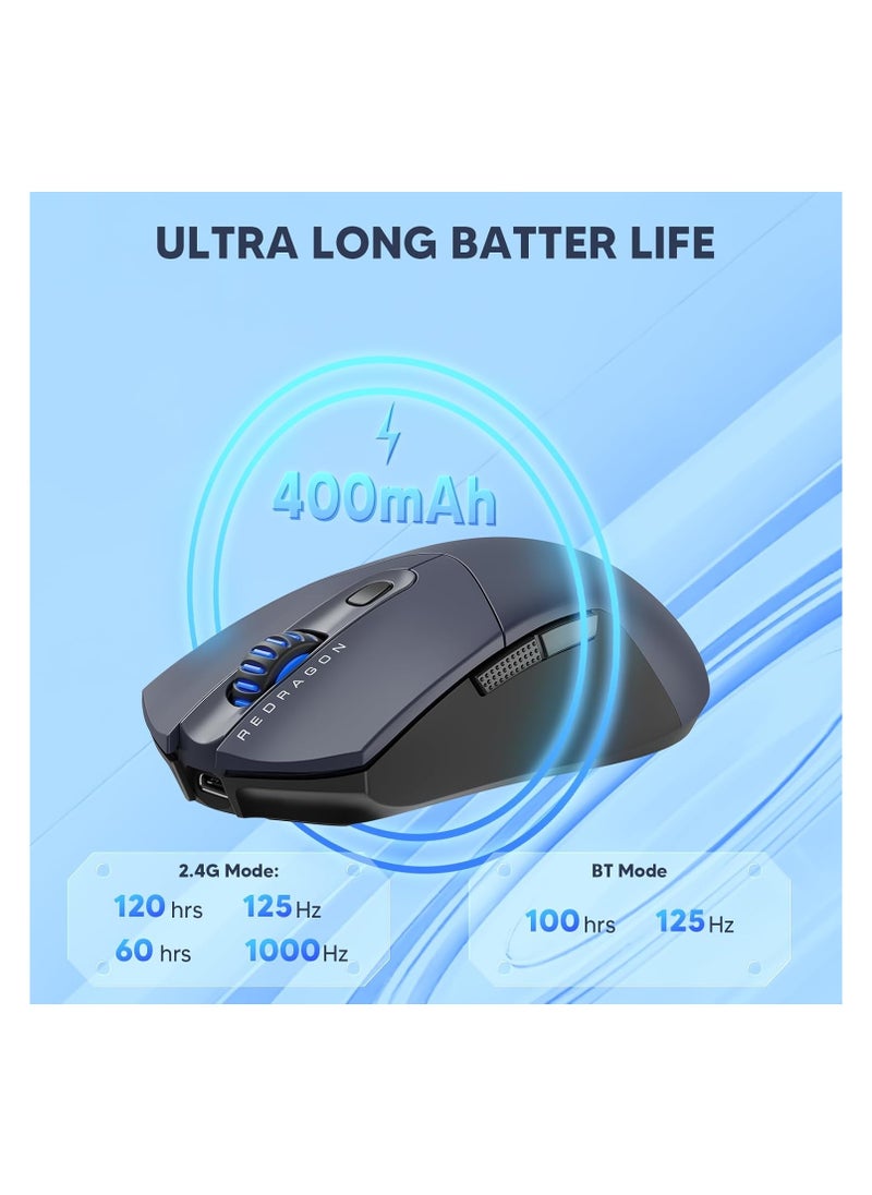 REDRAGON - M917 PRO RGB Wireless  Mouse, Ultra-Light 26K DPI Gaming Mouse Tri-Mode Bluetooth Mouse Ergonomic Natural Grip Build, Full Programmable Buttons, Software Supports DIY Keybinds - Image 1