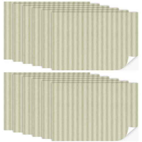 Flutesan 12 Pcs Miniature Dollhouse Wallpaper and Flooring Peel and Stick Mini DIY Self Adhesive Dollhouse Accessories 827 x 1169 Inch Vintage Stripes - Image 1