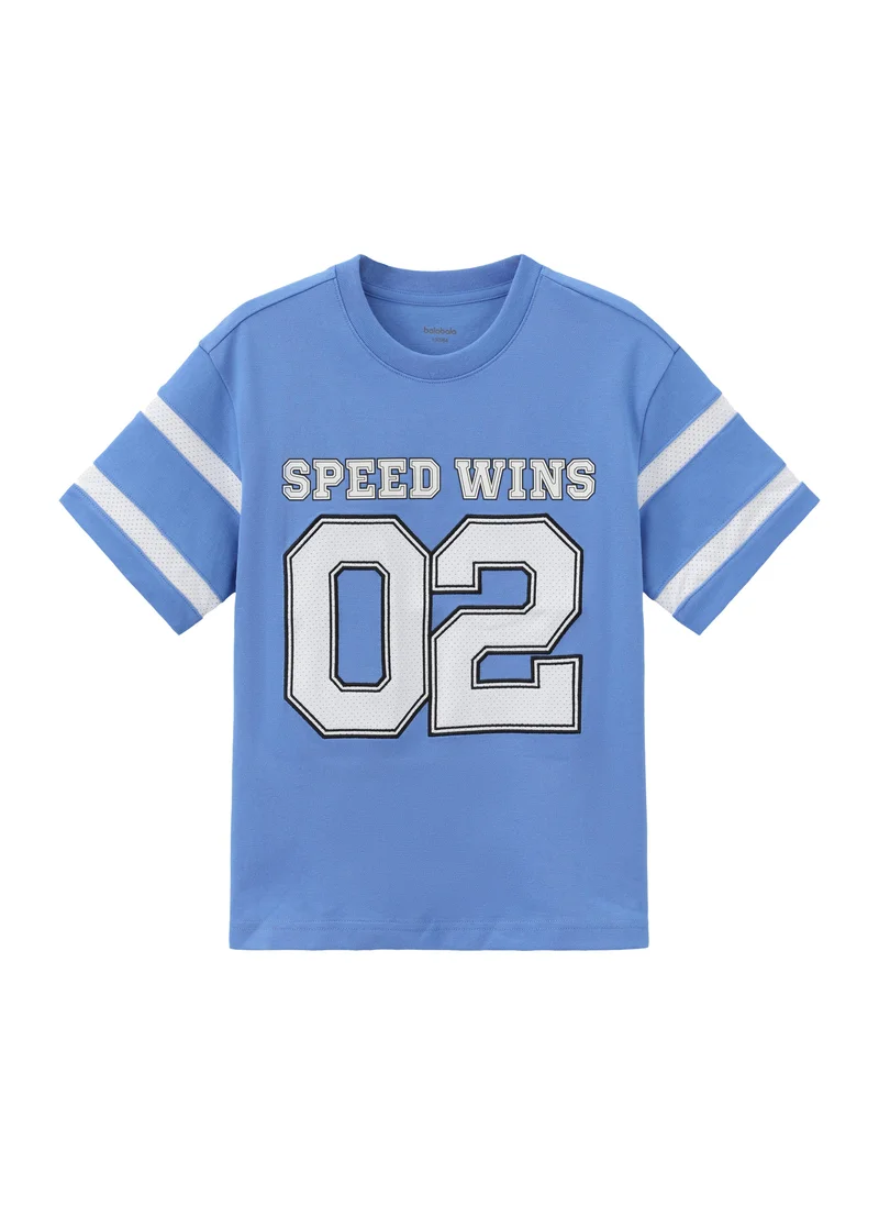 Balabala Blue Kids Boys Round v-neck short-sleeved T-shirt for Men | Best Price UAE