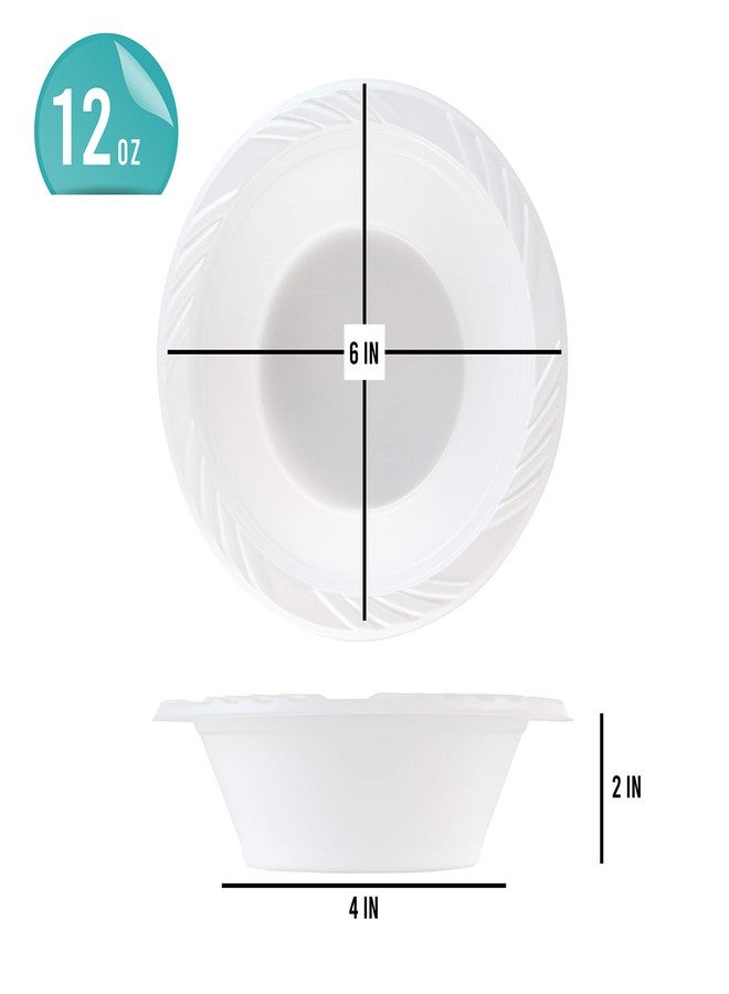 PLASTICPRO 100 Count Disposable 12 ounce White Plastic Soup Bowls - Image 2