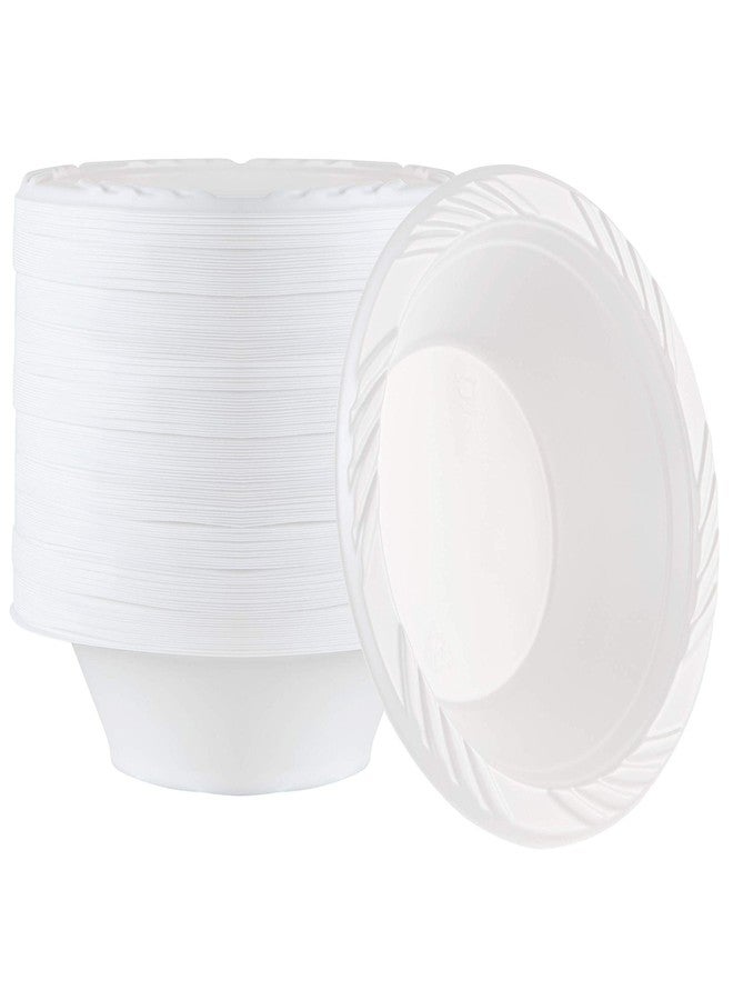 PLASTICPRO 100 Count Disposable 12 ounce White Plastic Soup Bowls - Image 1