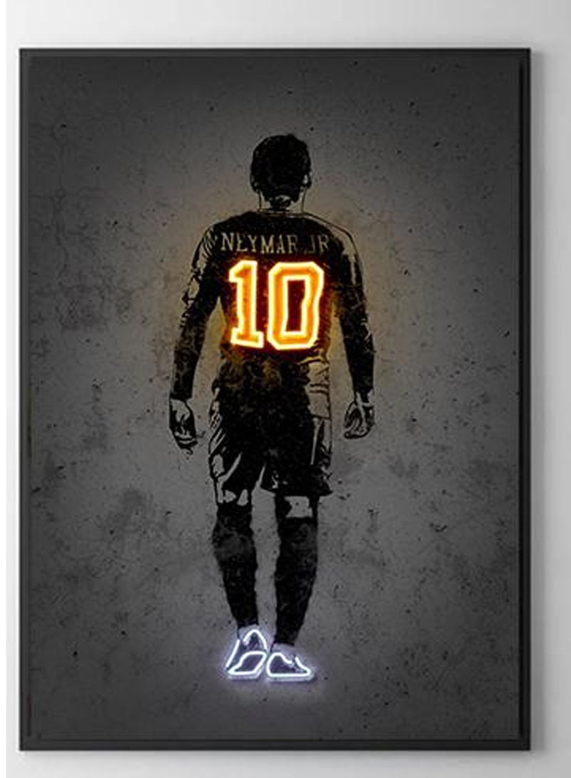 منخفض ملصق فني نيون لنيمار بدون إطار 30×40 سم