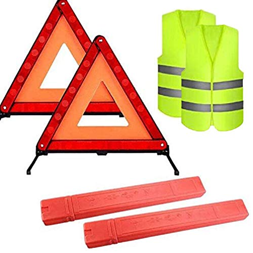 Funvalley Surperfect Funvalley Surperfect Warning Triangle, Fold Up Car Warning Safety Triangle Road-Side Kit, 2pcs Reflective Emergency Warning Triangle Kit and Foldable Reflective Safety Vest for Driving Travel  - Image 1