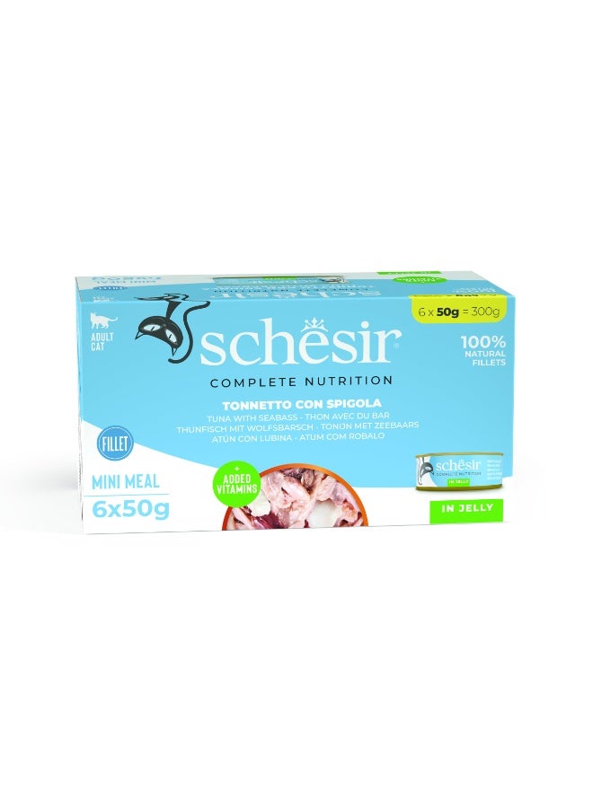 Schesir Tuna with Seabass in Jelly Complete and Balanced Wet Food for Adult Cats - Image 1