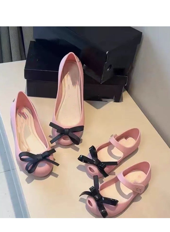 Parent Child Temperament  Beautiful Bow Flat Shoes