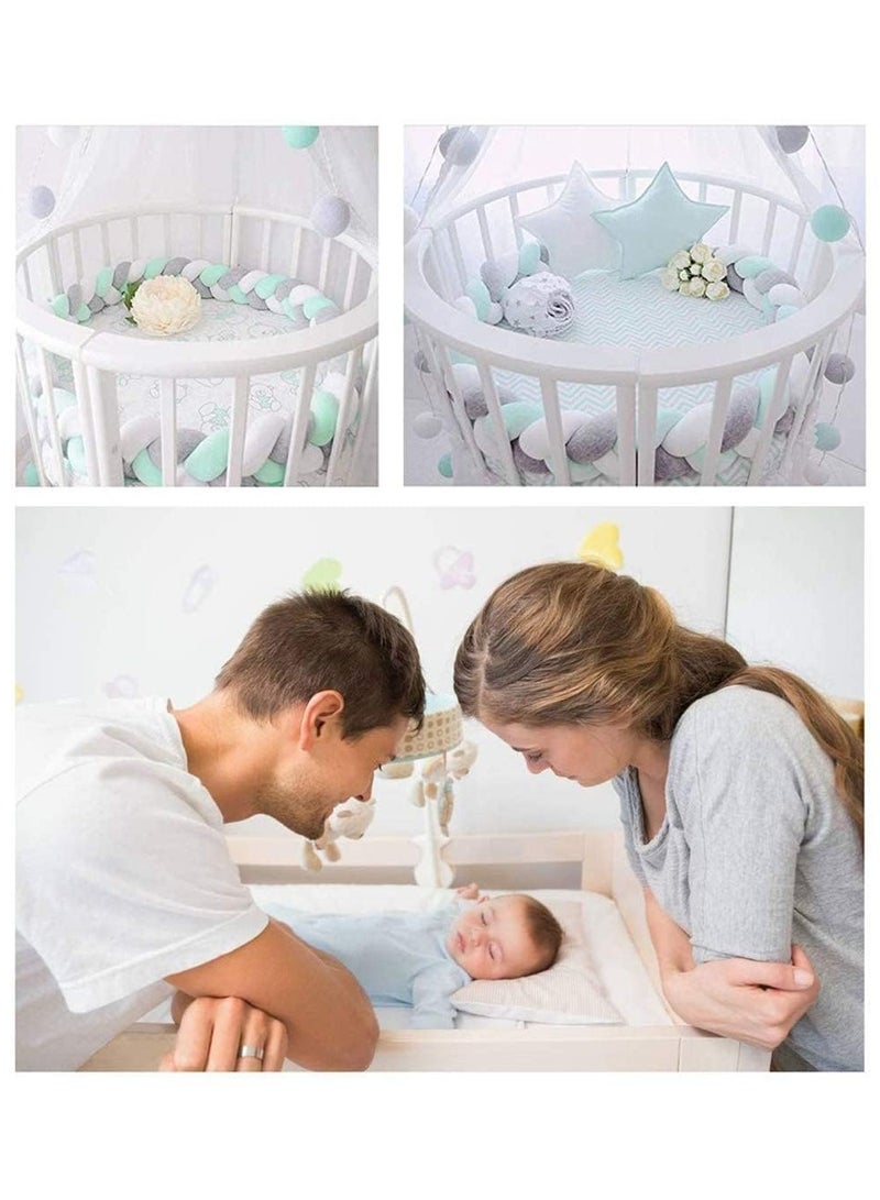 unikbebe Braided Baby Safety Cot Bumper 2M – Hand-Woven Soft Knot Pillow, Infant Crib Protector Bed Backrest, Anti-Collision Twist Weaving Crib Bumper, Cozy & Safe Baby Bed Rail Edge Protector, Nursery Pillow Bedding Accessory, 3-Strand Design - Image 3