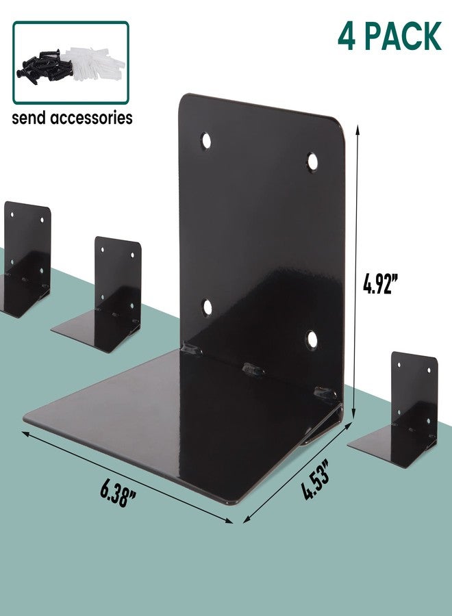 STORAGE MANIAC Floating Book Shelves for Wall Mounted Invisible Floating Bookshelves Heavy-Duty Steel Hidden Bookshelf Hanging Bookshelves for Bedroom Living Room Office, Black 4-Pack Large - Image 3