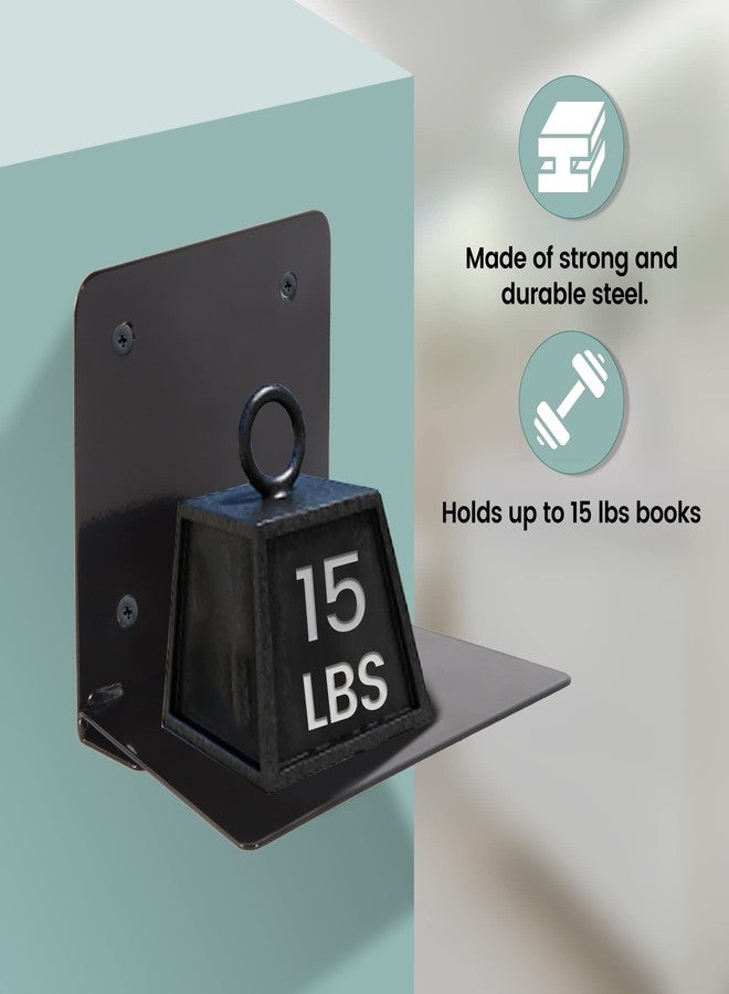 STORAGE MANIAC Floating Book Shelves for Wall Mounted Invisible Floating Bookshelves Heavy-Duty Steel Hidden Bookshelf Hanging Bookshelves for Bedroom Living Room Office, Black 4-Pack Large - Image 4