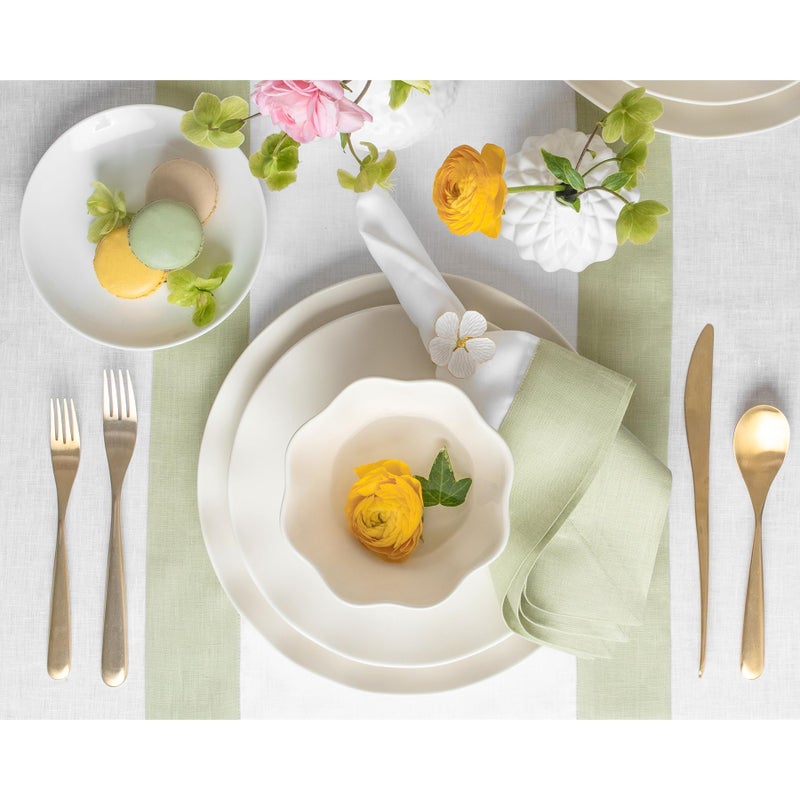 Solino Home Solino Home Linen Dinner Napkins 20 x 20 Inch - 100% Pure Linen Sage Green and White Cloth Napkins Set of 4 for Spring  Easter - Contempo  Handcrafted and Machine Washable  - Image 4