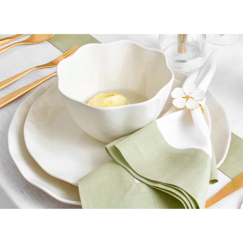 Solino Home Solino Home Linen Dinner Napkins 20 x 20 Inch - 100% Pure Linen Sage Green and White Cloth Napkins Set of 4 for Spring  Easter - Contempo  Handcrafted and Machine Washable  - Image 2