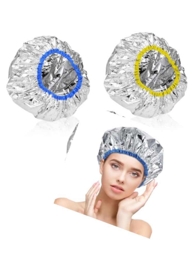 OASIS-TH 2 Packs Heat Cap For Deep Conditioning, Thickened Aluminum Shower Cap Steam Cap, Reusable Conditioning Processing Caps For Hair for Home And Salon Dyeing Use - Image 1