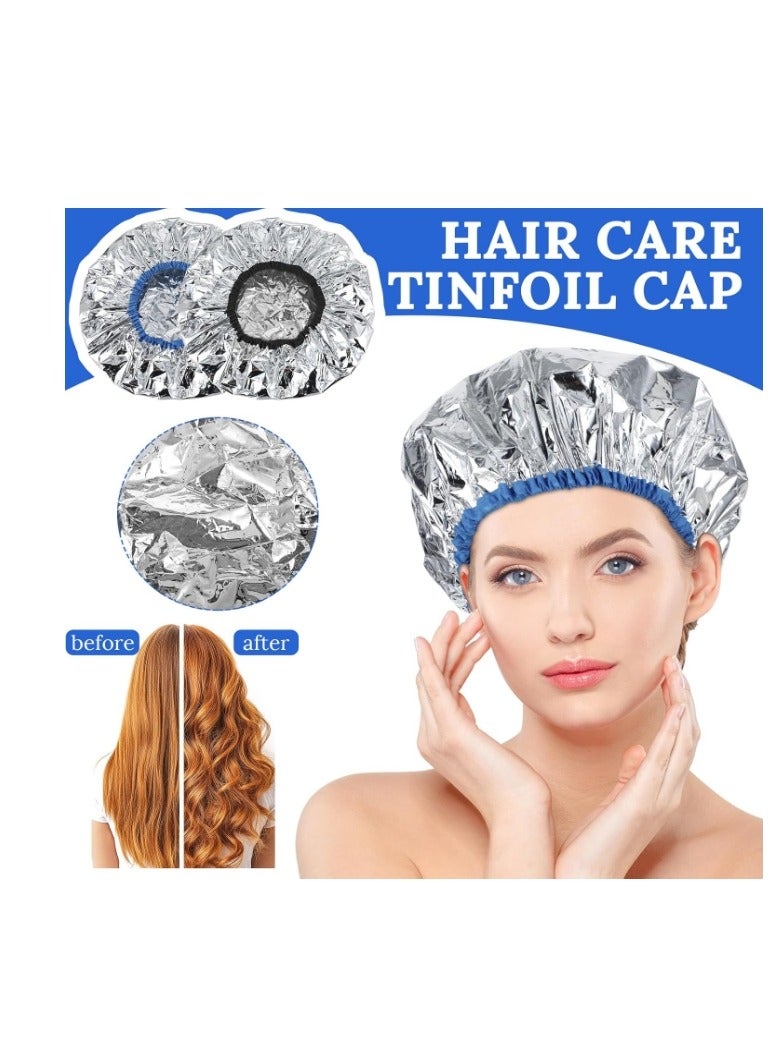 OASIS-TH 2 Packs Heat Cap For Deep Conditioning, Thickened Aluminum Shower Cap Steam Cap, Reusable Conditioning Processing Caps For Hair for Home And Salon Dyeing Use - Image 2