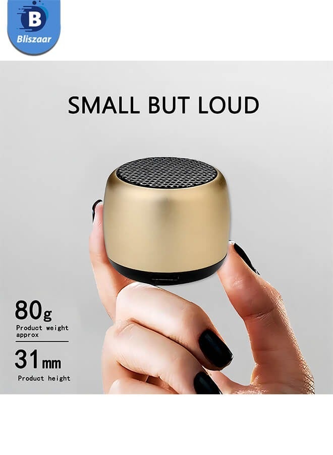 بليزار قائمة المنتجات ذات الصلة أفضل مصغرة المحمولة بلوتوث مكبر الصوت مع HD الصوت والباس , أصغر مكبرات الصوت اللاسلكية بلوتوث للهاتف / الكمبيوتر / اللوحي , صورة سيلفي زر الإجابة على المكالمات الهاتفية , لطيف صغير مكبر الصوت , الذهب - Image 1
