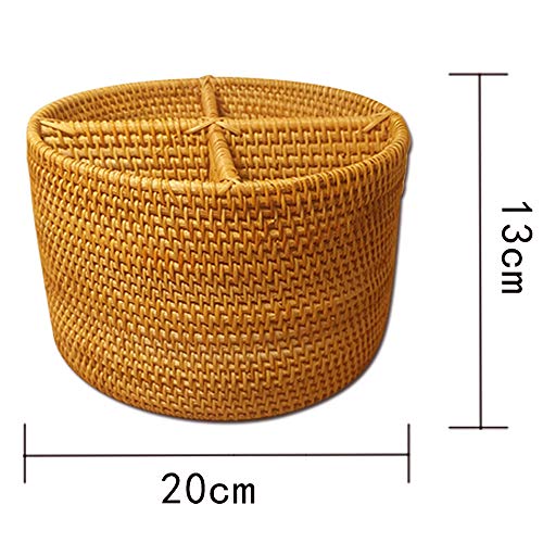 i-lan Natural Rattan 4 Compartments Storage Holder Cosmetics Organizer Utensil and Seasoning Bottle Serving Basket for Party(200mm 4-compartment Round Box) - Image 2