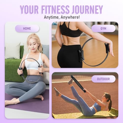 JKSHMYT Pilates Ring Fitness Circle for Women, Pilates Equipment – 14.5" Home Magic Exercise Workout, Better me Pilates Essentials Starter Set for Beginners Toning Shape Full Body - Image 5