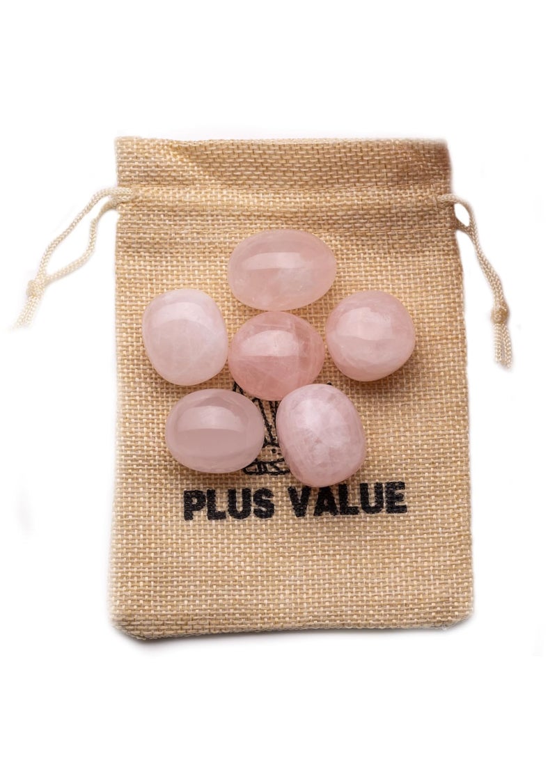 Plus Value Plus Value Premium Rose Quartz Tumbled Stone Pebbles Reiki Healing Crystal Aura Chakra jute bag 100grams  - Image 1