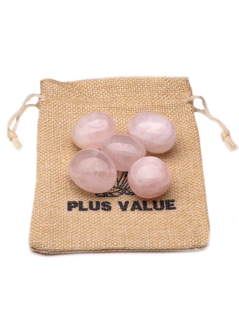 Plus Value Plus Value Premium Rose Quartz Tumbled Stone Pebbles Reiki Healing Crystal Aura Chakra jute bag 100grams  - Image 3