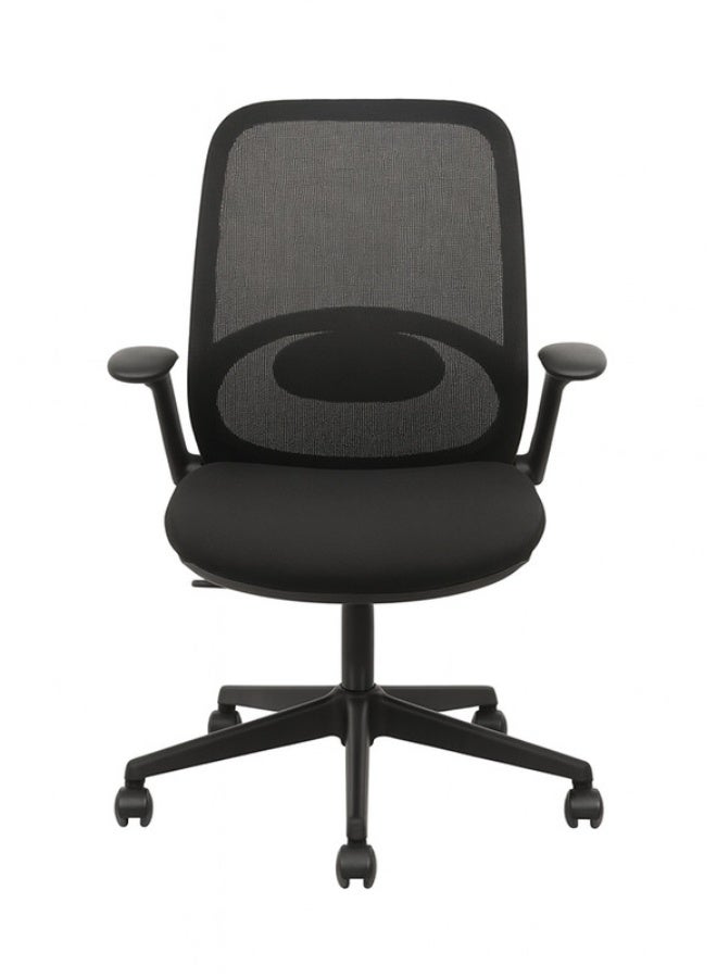 YI ONE Office Chair CH-537B – Mesh Computer Chair with Ergonomic Low Back Design, Swivel Office Chair with Height Adjustment, Armrests & Wheels, Black, 65×65×110 cm - Image 2
