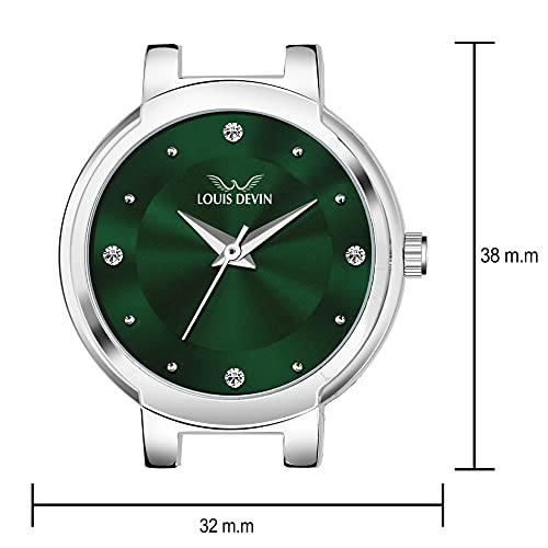 LOUIS DEVIN Stainless Steel Women Analog Wrist Watch With Steel Chain (Zl148-Grn), Green Dial, Silver Band - Image 4