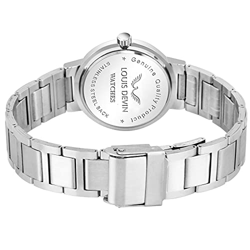 LOUIS DEVIN Stainless Steel Women Analog Wrist Watch With Steel Chain (Zl148-Grn), Green Dial, Silver Band - Image 3