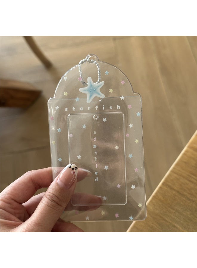 NIBEMINENT 1 - Piece Marine Life Kpop Photo Card Holder Pendant Key Chain ID Badge Holder ID Card Holder Photo Card Protector for School ID Office ID Access Card for Women Girls - Image 1