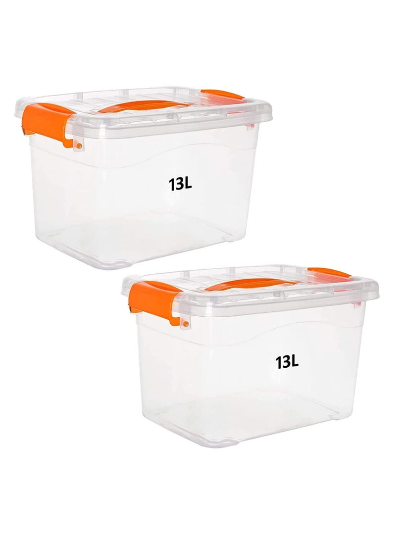 TRASSLE Stackable Plastic Storage Bins with Lids and Latching Buckles,2 Pack - Clear, Containers with Lids and Latches, Durable Nestable Closet, Garage, Totes, Tubs Boxes Organizing  - Image 1